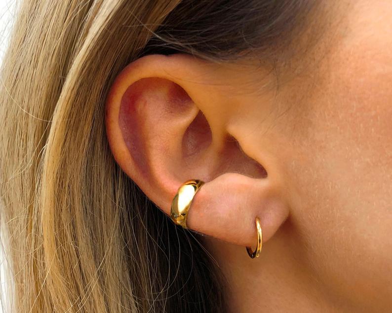 Thick Ear Cuff • ear cuff no piercing • gold ear cuff • ear cuff non pierced • fake helix piercing • ear cuffs • fake piercings