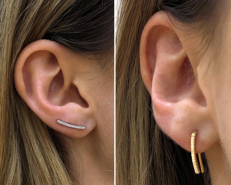 Bar Threader Ear Climber • bar ear climber • threader earring • dangle earring • minimalist earring