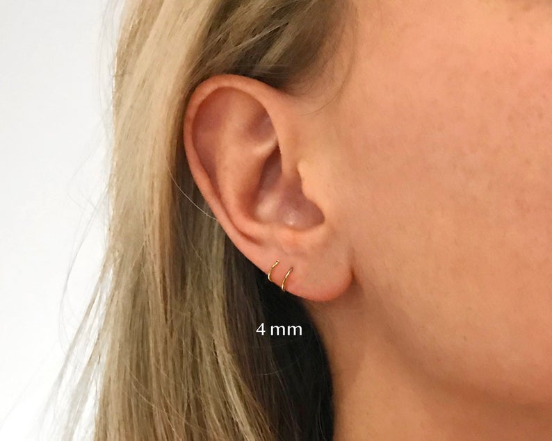 Spiral Double Hoop Earrings • spiral earrings • rose gold open hoop earrings • spiral loop earrings • threader hoops • double hoop earrings