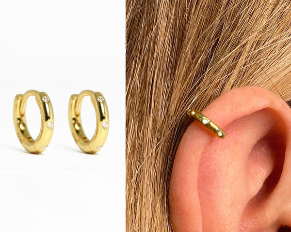 Paved Cartilage Hoop Earrings • tragus earrings • tiny hoop earrings • cartilage hoop earrings • helix hoop • small hoop earring • gold hoop