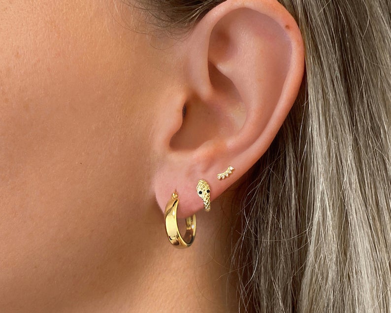 Dainty Climber Stud Earrings • CZ dainty earrings • small helix gold stud earrings • minimalist silver climber stud earrings