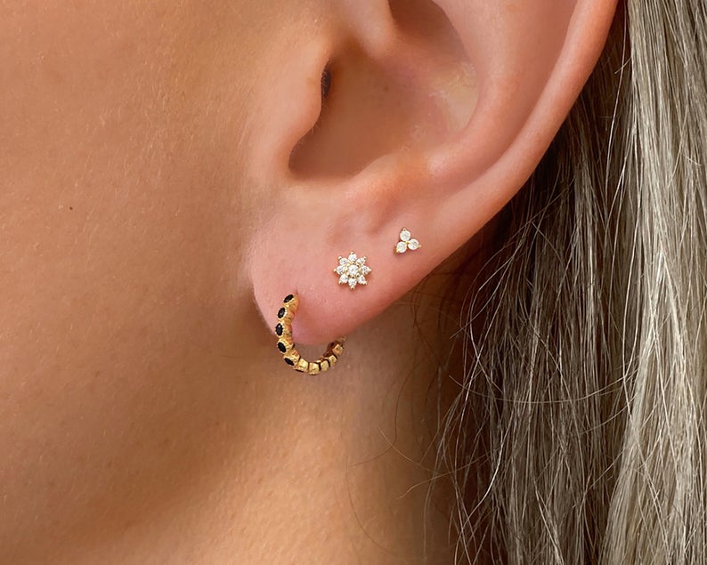 Dainty Flower Stud Earrings • CZ dainty earrings • minimalist earrings • silver flower earrings • gold earrings • tiny stud earrings
