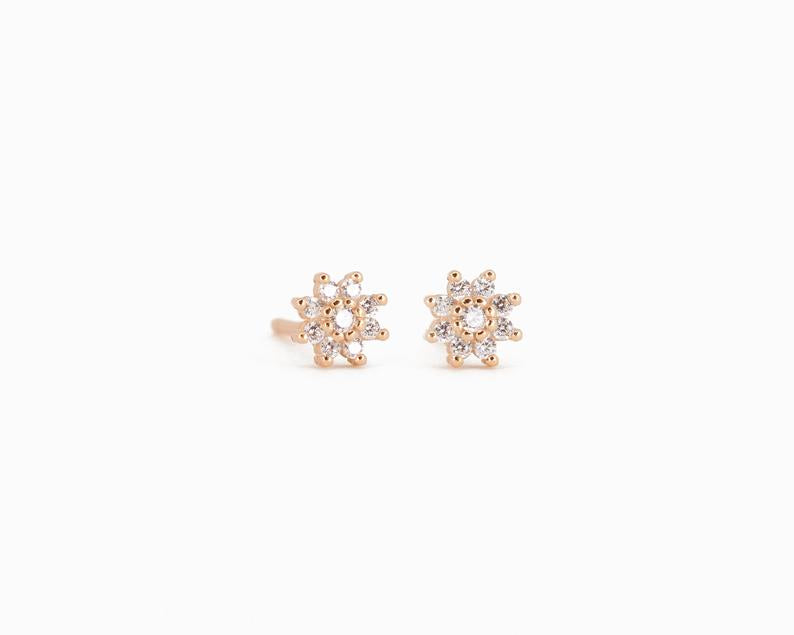 Dainty Flower Stud Earrings • CZ dainty earrings • minimalist earrings • silver flower earrings • gold earrings • tiny stud earrings