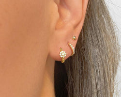 Flower Hoop Earrings • charm hoops • huggie earrings • hoop earrings • delicate earrings • minimalist hoops • minimal earrings
