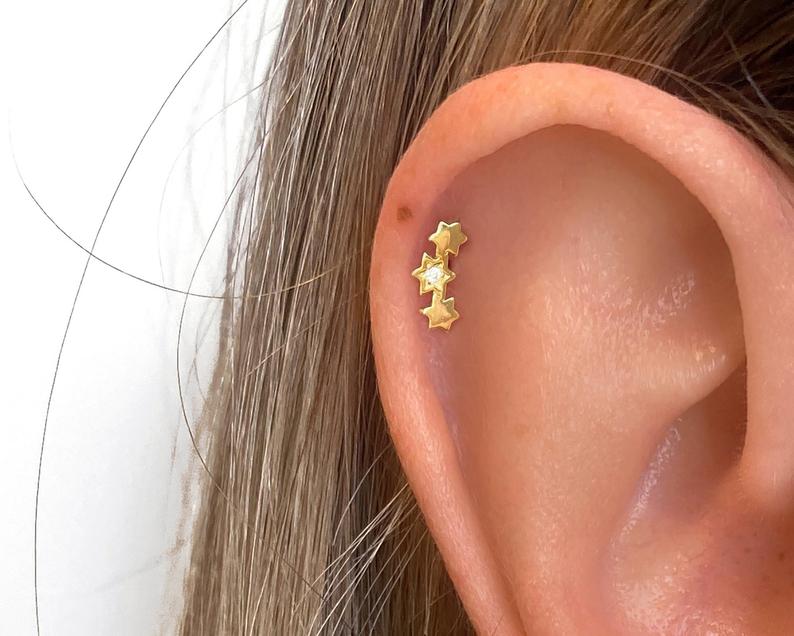 Tiny Star Climber Stud Earrings • CZ dainty earrings • star gold studs • small stud earrings • minimalist earrings • silver stud earrings