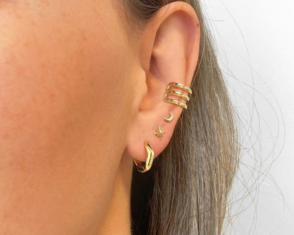 Thick Triple Ear Cuff • ear cuff no piercing • gold ear cuff • ear cuff non pierced • fake helix piercing • ear cuffs • fake piercings