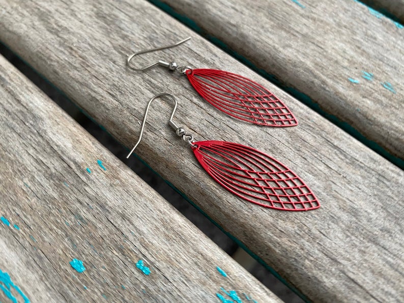 Red Drop Earrings - Unique, and Lightweight Earrings