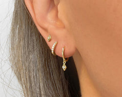 Dangle Hoop Earrings • charm hoops • huggie earrings • hoop earrings • delicate earrings • minimalist hoops • minimal earrings • tiny charm