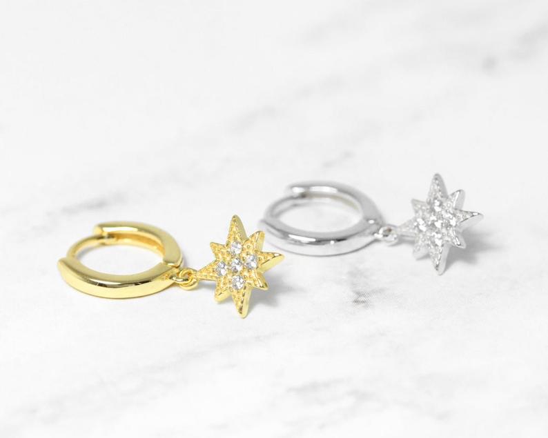 Star Hoop Earrings Gift Set • Starburst Earrings • celestial jewelry • earring set • gift ready • gift for her • gift for mom • gift set