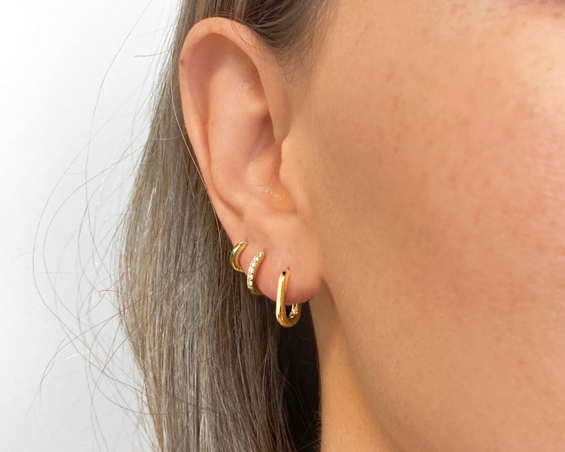 Link Hoop Earrings • statement hoop earrings • gold huggie hoop earrings • lightweight earrings • minimalist earrings
